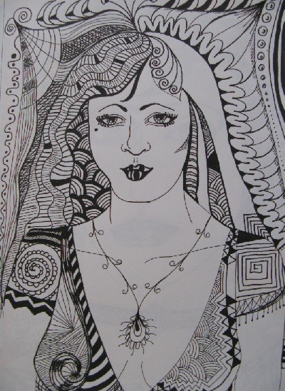 woman in black and white from sketch book 1