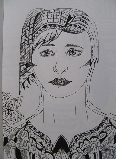 woman in black and white from sketch book 2