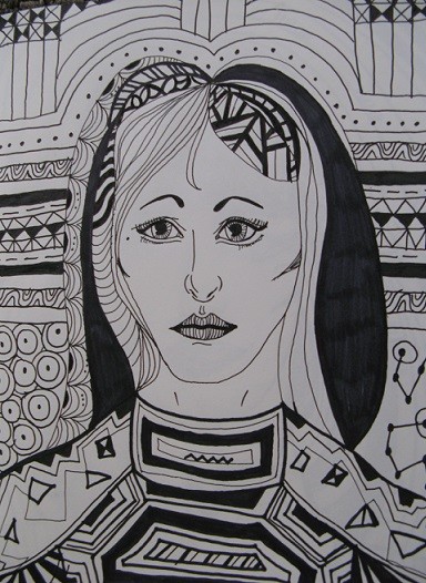 woman in black and white from sketch book 3