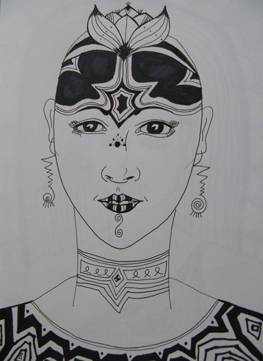 woman in black and white from sketch book 5