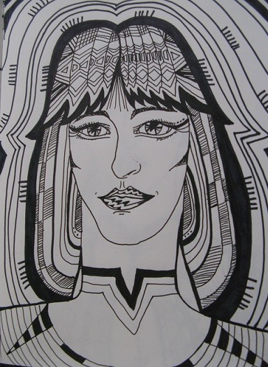 woman in black and white from sketch book4
